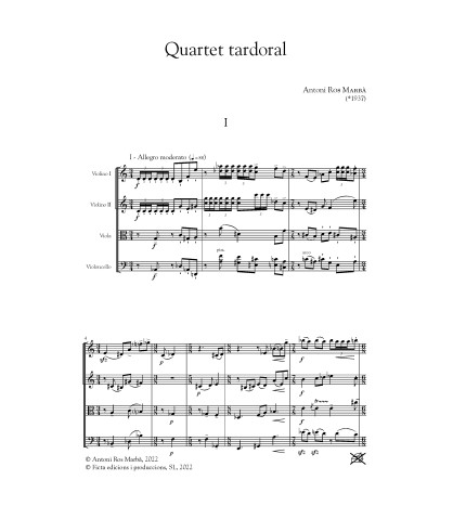 Quartet tardoral (partitura general) - Antoni Ros-Marbà