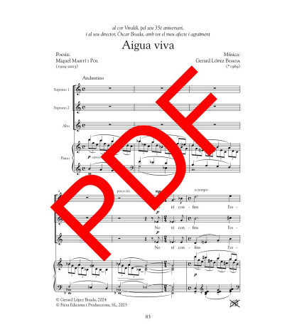 Aigua viva - Cor (SSA i piano) - Digital