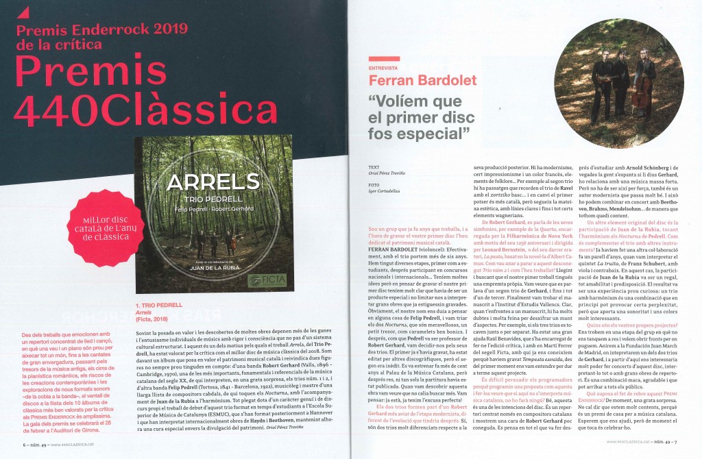 Miquel Villalba i Arrels del Trio Pedrell al darrer número de 440Clàssica