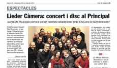 El Diari de Sabadell es fa ressò de la presentació del CD Missa 